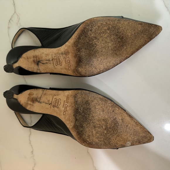 Jimmy Choo Black Leather Pumps Size 38 - Picture 6 of 6